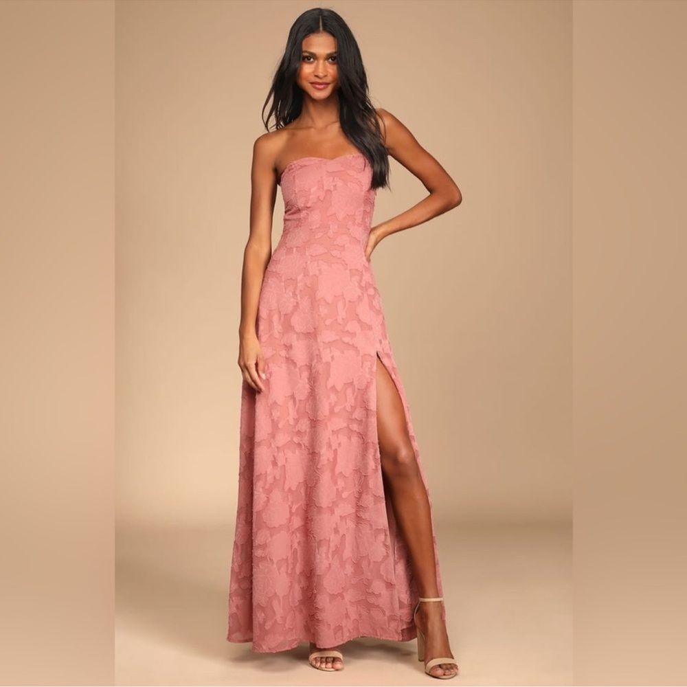 Lulus Garden of Romance Rusty Rose Burnout Maxi Dress S NWT